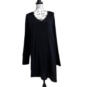 Soft Surroundings Tunic Lagenlook Black Long Sleeve V-Neck Womens Size 2X